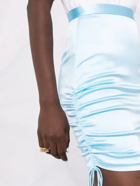 Spódnica mini Laquan Smith z falbankami niebieska
