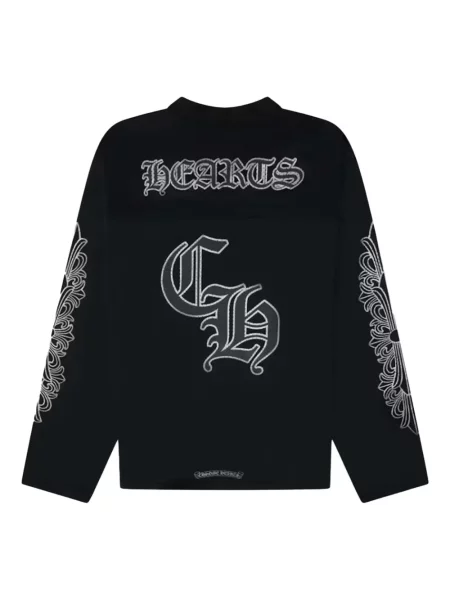 Koszulka Chrome Hearts z dżerseju w serca czarna | Shopsy
