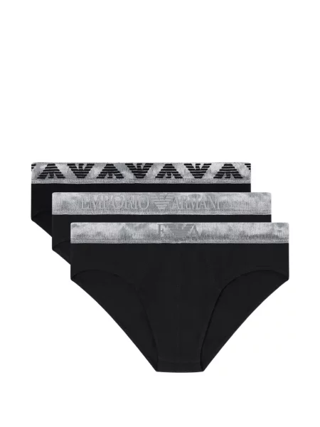 Chiloți briefs Emporio Armani cu broderie negru