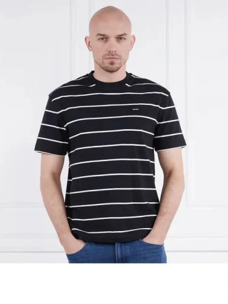 Calvin Klein Póló STRIPE | Comfort fit fekete