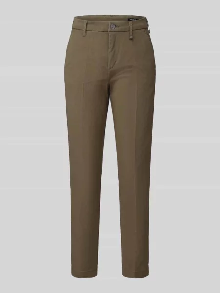 Chinos o kroju straight fit z mieszanki bawełny Mac beżowe