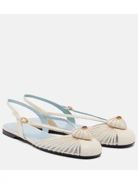 Balerini Valentino Garavani din piele slingback alb