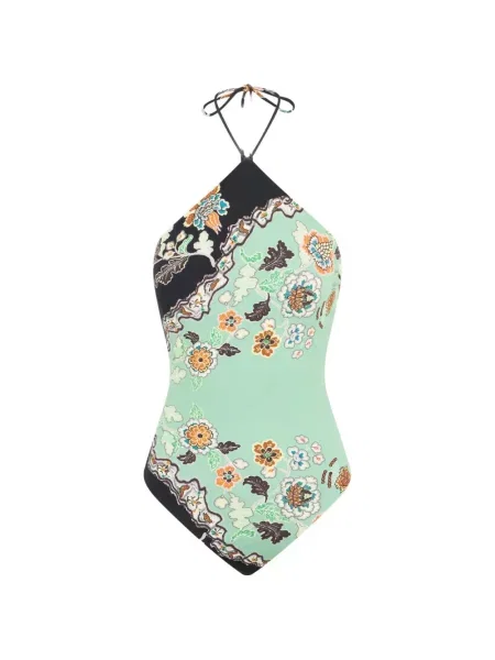 Body Roberto Cavalli cu model floral cu imagine cu gât halter verde
