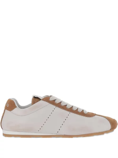 Sneakerși Miu Miu din piele de căprioară alb