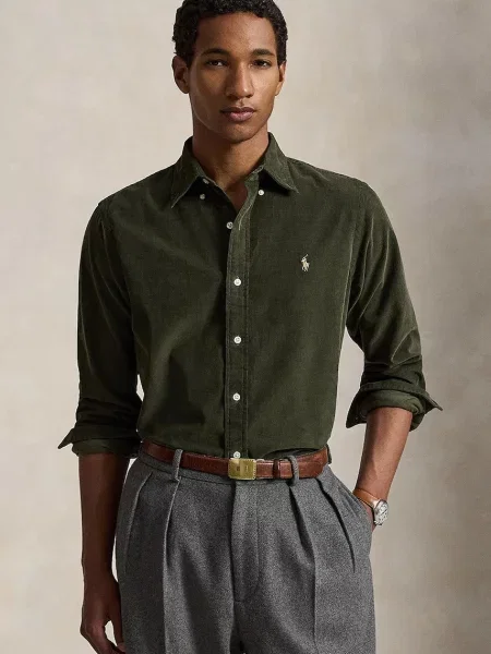 Polo Ralph Lauren cămașă pentru bărbați din Corduroy verde