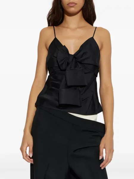 Top Alexander Wang cu funde de mătase negru