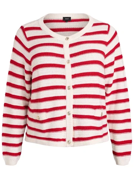 Zizzi Geacă tricotată roșu alb