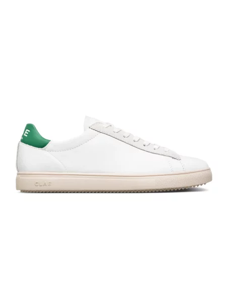 Clae Bradley California White Leather Pine Green Mężczyźni Buty sportowe Clae Size: biały