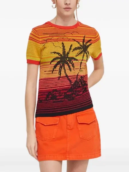 Tricou Desigual tricotate portocaliu