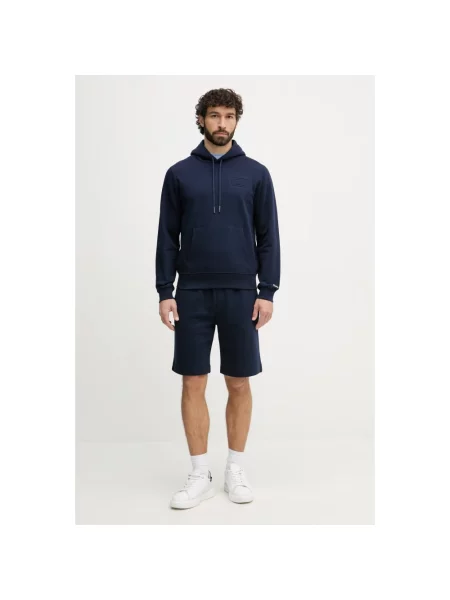 Bluza z kapturem Lacoste z kapturem z logo niebieska
