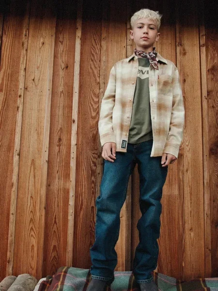 Levi's cămașă pentru copii din SHADOW PLAID SHIRT bej