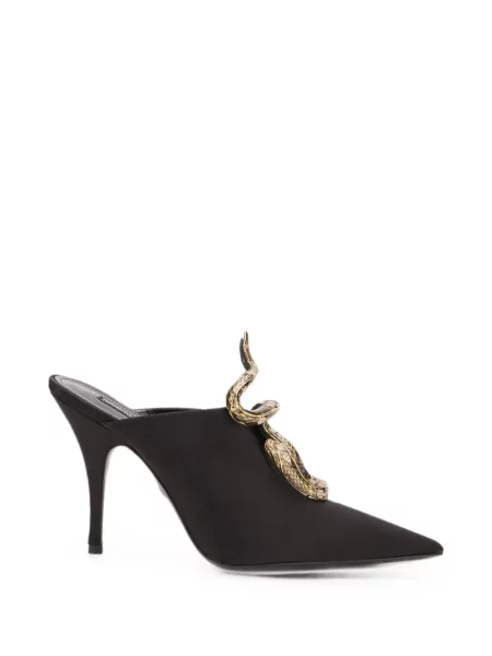 Papuci tip mules Roberto Cavalli cu model piele de șarpe negru