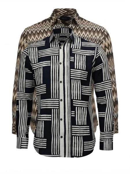 Radwa Cămașă Viscos floral pattern maro deschis / amestecat negru