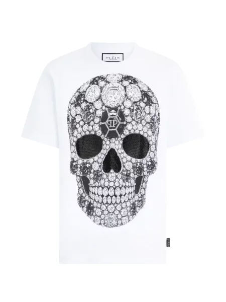 Tricou Philipp Plein cu decolteu rotund alb