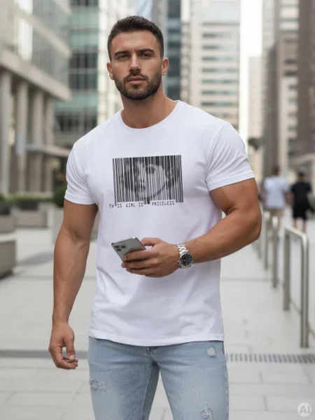 T-shirt z nadrukiem klasyczny Dstreet biały