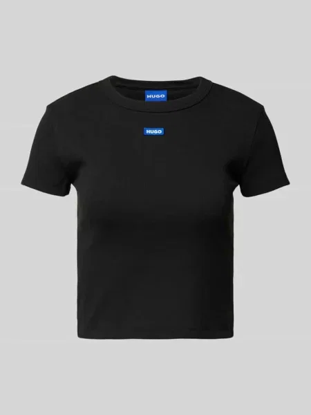 T-shirt o krótkim kroju z detalem z logo Hugo Blue czarna