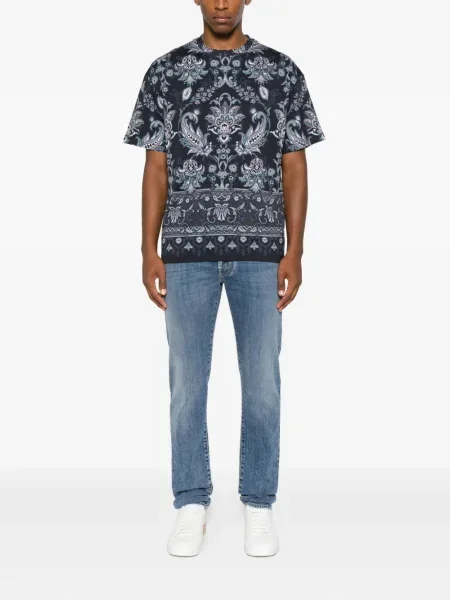 Tricou Etro cu imagine cu model paisley albastru