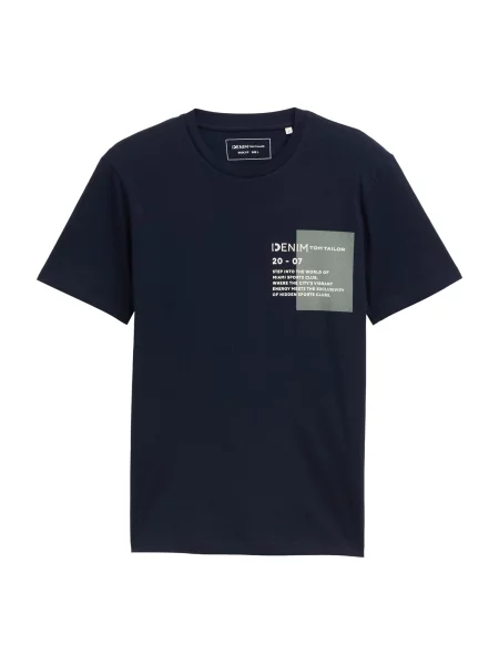 TOM TAILOR DENIM Tricou bleumarin / amestecat gri