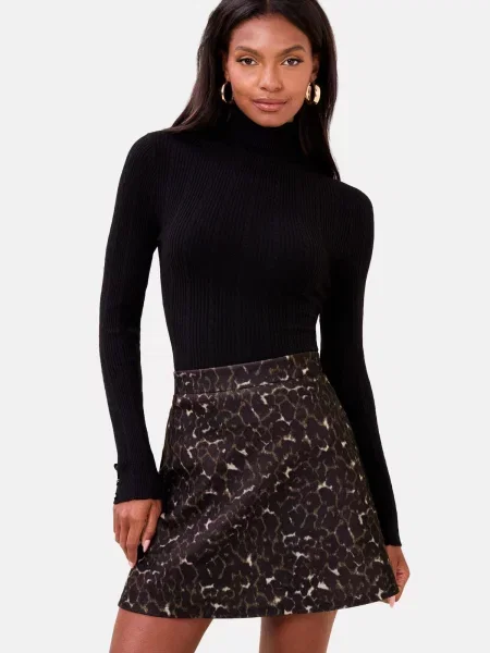 Lipsy Fustă maro / maro închis / lână alb