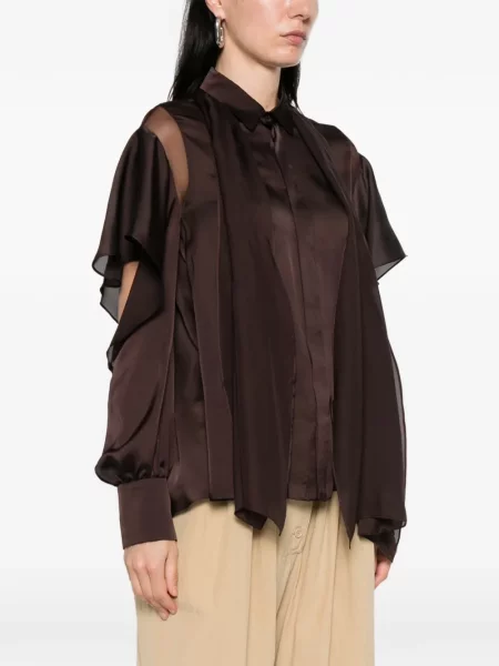Cămașă Sacai cu volane maro