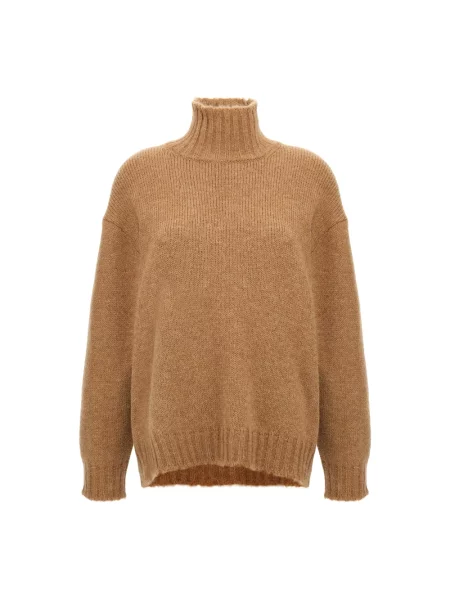 Sweter z golfem Jil Sander wełniany beżowy