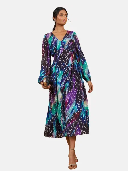 Love & roses Rochie / turcoaz / indigo / argintiu albastru