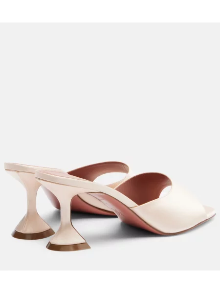Papuci tip mules Amina Muaddi din satin roz