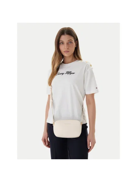 Geantă Tommy Hilfiger cu autograf bej