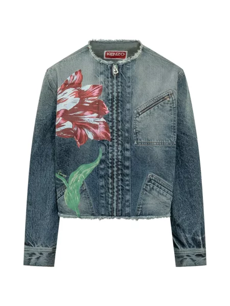 Geacă de blugi Kenzo cu model floral cu imagine albastru