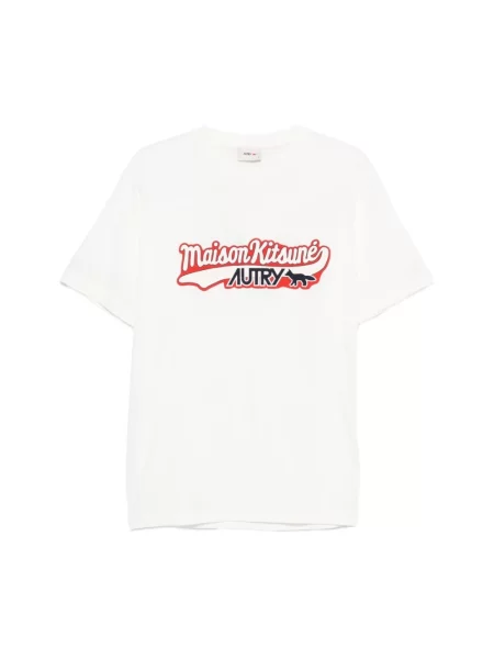Koszulka Maison Kitsune z okrągłym dekoltem biała