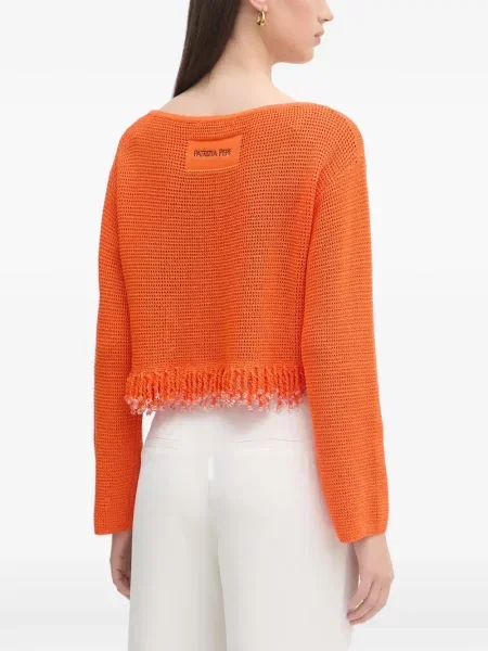 Мрежест топ Patrizia Pepe с ресни оранжево
