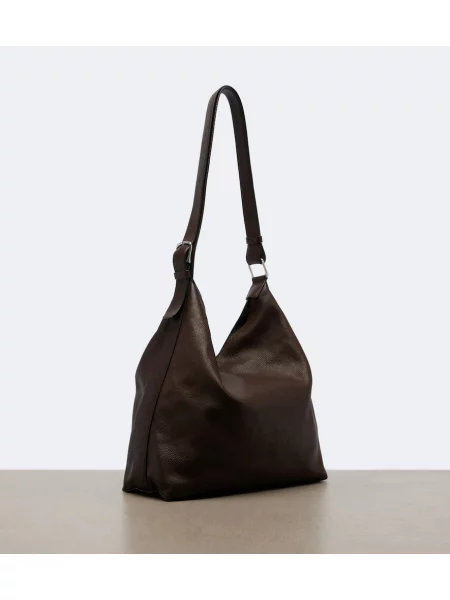 Usnjena shopper torbica The Row rjava