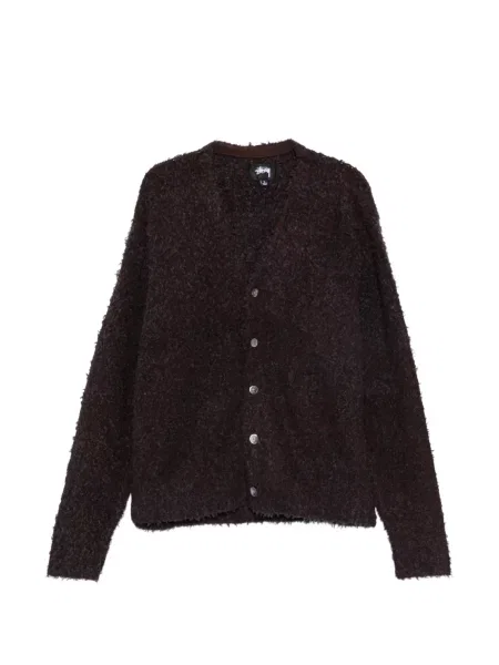 Cardigan Stüssy tricotate cu decolteu în V albastru