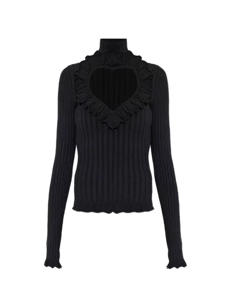 Pulover Balenciaga cu volane cu motiv cu inimi negru