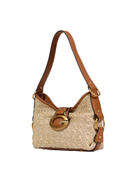 Lniana torebka Guess beżowa