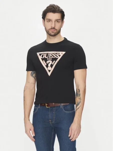 Guess Tricou Negru alb