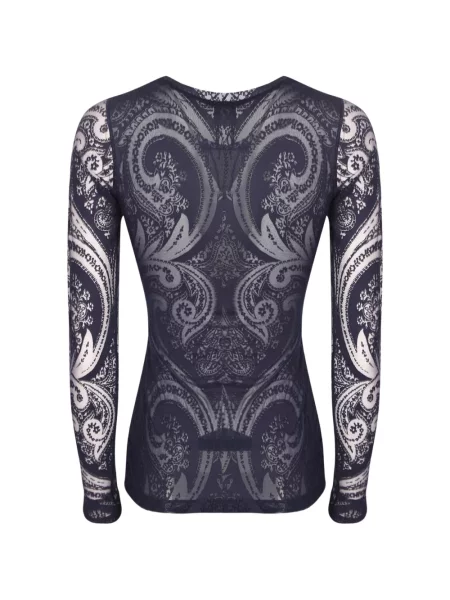 Tricou Etro cu imagine cu model paisley plasă albastru