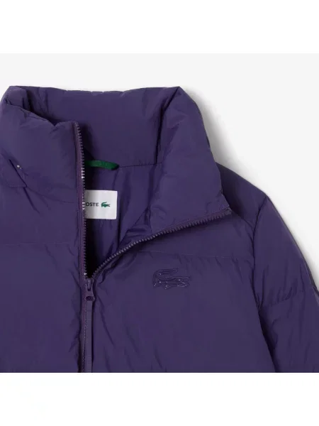 Lacoste Kurtka Puchowa Z Kapturem O Luźnym Kroju fioletowa
