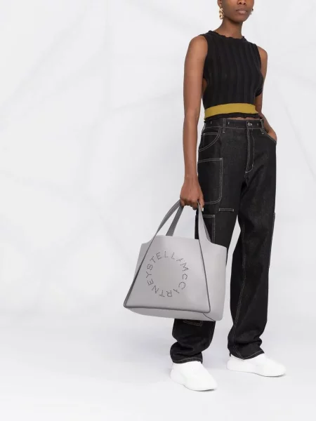 Geantă shopper Stella Mccartney cu autograf gri