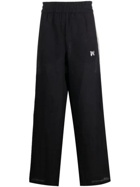 Pantaloni Palm Angels cu broderie de in alb