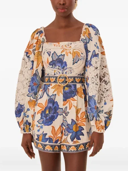 Kombinezon Farm Rio s cvjetnim printom s čipkom