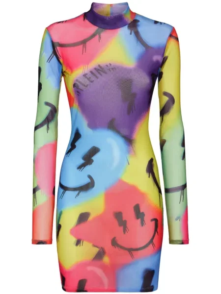 Sukienka Philipp Plein z nadrukiem fioletowa