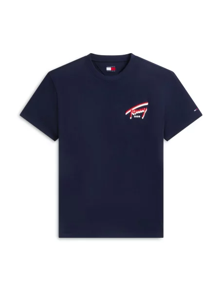 Tommy Jeans Tricou bleumarin / roșu alb