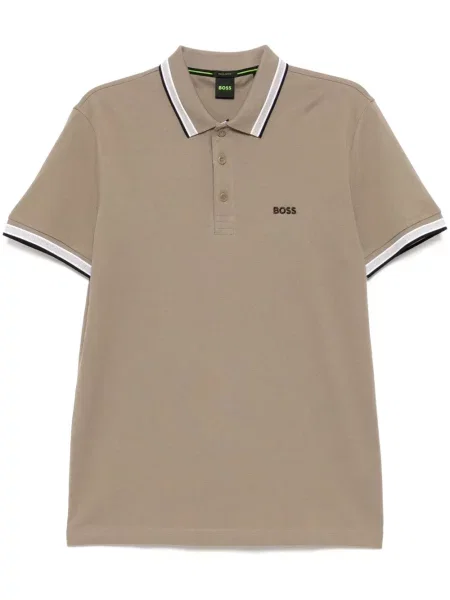 Tricou polo Boss cu broderie maro