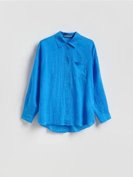 Reserved Cămașă din amestec de lyocell albastru-cobalt albastru