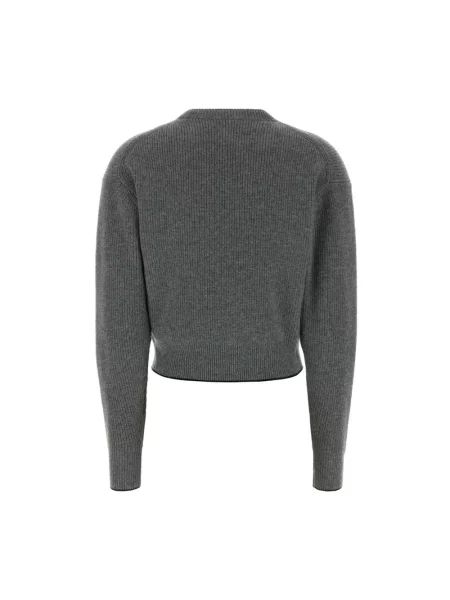 Sweter Chloe wełniany w serca z logo szary