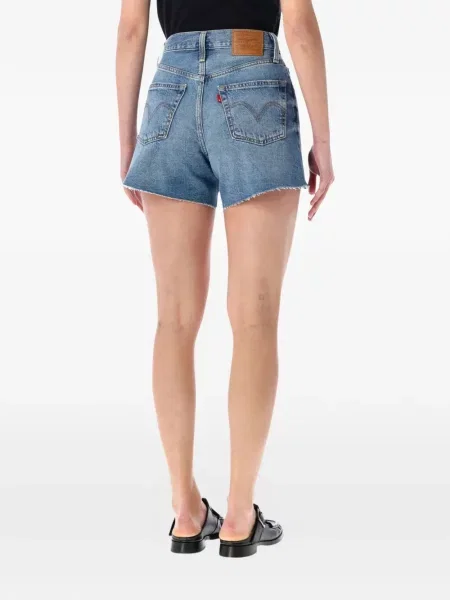 Kožené džínové šortky Levi's s oděrkami modré