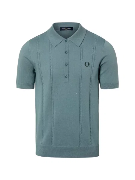 Fred Perry koszulka polo z dzianiny Mężczyźni niebieski|szary jednolity S niebieska