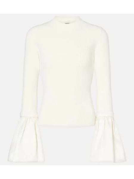 Dzianinowy top Simkhai prążkowany biały