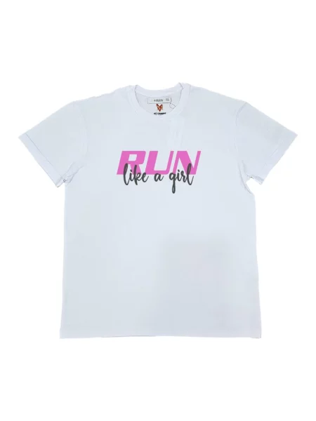 Georgiana Datcu Tricou supradimensional RUN LIKE A GIRL' alb